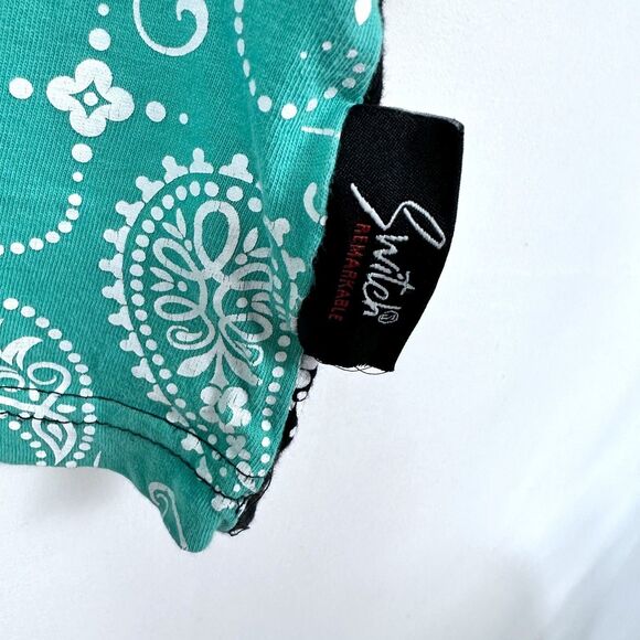 Switch Remarkable Black/Pink/Orange/Teal Paisley Bandana T Shirt Sz Large - Picture 3 of 5